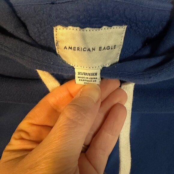 American Eagle Cropped Sweatshirt Womens XS Cotton Blend Blue Casual Top - Picture 5 of 9